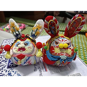THỎ THÊU HANDMDE NHÀ NANA LÀM SẴN Túi thêu Thỏ Siêu đáng yêu Quà Tặng Dịp Lễ Tết- NANA DECOR