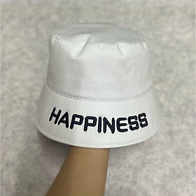 Nón mũ vành thêu chữ HAPPINESS chất kaki bố xinh xắn, thời trang