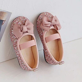 Giày búp bê cho bé gái 1 - 5 tuổi nhũ hồng lấp lánh da mềm lên chân cực sang GE72