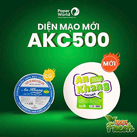 Combo 5 giấy vệ sinh cuộn lớn 2 lớp 500g AN KHANG CARO | THẾ GIỚI GIẤY | 100% Bột giấy nguyên sinh | 5AKC500