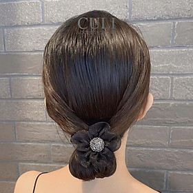 Dây cột tóc bông hoa vải voan nhũ kết đá siêu xinh - Culi accessories