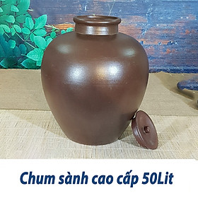 Mua Chum Sành Ngâm Rươu Mẫu Trơn Gốm Sứ Bat Trang - 50L (có 2 nắp đậy)