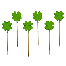 6 Pieces Four Leaves Cupcake Toppers Picks Cake Decor Kids Birthday Party Favors