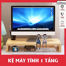 Kệ Gỗ Để Màn Hình Máy Tính 1 Tầng Đa Năng Kết Hợp Để Sách, Bàn Phím Và Chuột Gỗ MDF Chống Thấm Cao Cấp