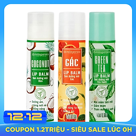 Combo Son Trà Xanh + Son Gấc + Son Dừa Dưỡng Môi, Giảm Thâm, Hồng Môi Milaganics (4.5g / Cây)