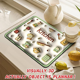 Mua Thảm Chùi Chân Thấm Hút Nước Nhanh Khô In Họa Tiết Hoạt Hình 3D Trang Trí Nhà Bếp
