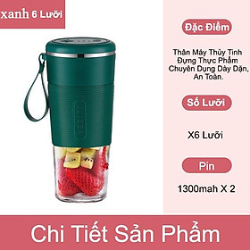 Máy xay sinh tố cầm tay mini đa năng DELIYA YOICE REKKY Cốc Thủy Tinh 4 và 6 Lưỡi 3000mah Loại 1 hàng chính hãng