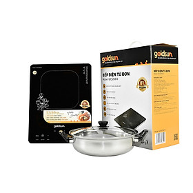 Bếp điện từ đơn Goldsun GIC3250-D Tặng Kèm Nồi Lẩu - Hàng Chính Hãng Bếp Từ Nồi Đồng Cối Đá Chuyên Dùng Cho Nhà Hàng Lẩu, Quán Ăn Nhanh