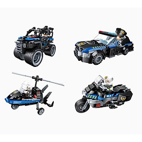 Đồ chơi - QMAN - 11021 Bộ đồ chơi xếp hình mô hình xe cảnh sát - giao mẫu ngẫu nhiên