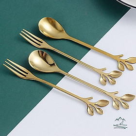 Mua Thìa  Dĩa Ăn Bánh Mứt  Uống Cà Phê Màu Vàng Decor