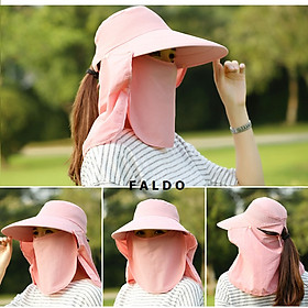 Mũ Nón Chống Nắng UV Vành Rộng Kết Hợp Khẩu Trang 360 Độ (Có thể tháo lắp)
