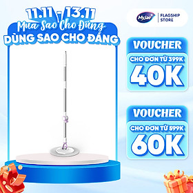 Cây Lau Nhà Đơn MyJae Sợi Microfiber Xoay 360 Độ Phù Hợp Cho Nhiều Loại Thùng Lau 134cm