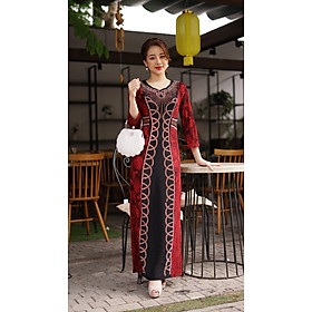 Váy Trung Niên - Đầm Quý Bà thiết kế chất thun kim sa ánh nhũ - thu đông dày dặn cao cấp/Váy cho mẹ - người già (Mã 539)