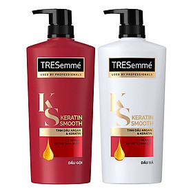 Combo Dầu Gội (640g) Và Dầu Xả (620g) Tresemmé Keratin Smooth Tinh Dầu Argan Và Keratin Vào Nếp Suôn Mượt