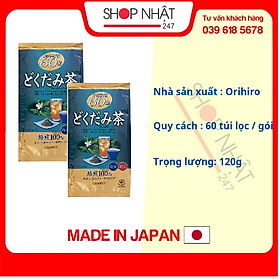 Combo 2 gói trà diếp cá mát gan, giải độc Orihiro gói 60 túi Nhật Bản + Tặng Gói Trà Sữa Matcha Macca