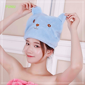 Mua Khăn trùm đầu/mũ trùm đầu khô tóc sau khi tắm hình gấu dễ thương - Chính hãng