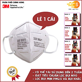 Khẩu trang chống bụi và kháng khuẩn đạt chuẩn KN90 3M 9001A