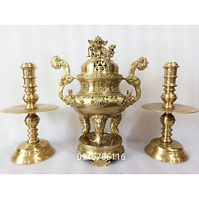 Mua Bộ đỉnh đồng thờ gia tiên 50cm  bộ lư thờ đồng thau cao cấp  bộ đỉnh hạc nến phong thủy thờ cúng đặt ban thờ  bộ đồ thờ  phụ kiện thờ cúng