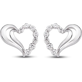 Bông tai bạc đính đá PNJSilver hình trái tim XMXMK000067-BO