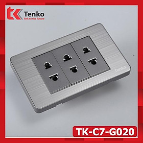 Mua Ổ Cắm Điện 2 Chấu Âm Tường Mặt Hợp Kim Bo Viền Màu Xám Thương Hiệu Nhật Bản Tenko TK-C7-020