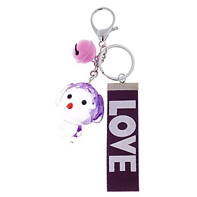 Crystal Resin Pendant Car Handbag Keychain Keyring Lovely Dog Model Purple