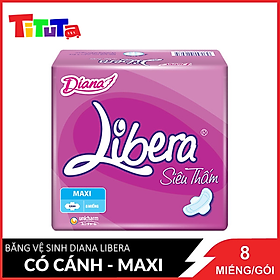 Băng Vệ Sinh Diana Libera Siêu Thấm Maxi Cánh 23cm 8 Miếng / Gói