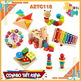 Combo Đồ Chơi Gỗ Montessori Phát Triển Trí Tuệ Toàn Diện Cho Bé Vừa Học Vừa Chơi