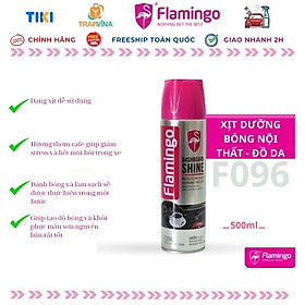 Chai xịt dưỡng bóng nội thất, ghế da ô tô hương cà phê Flamingo F096 - 500ml - Hàng chính hãng