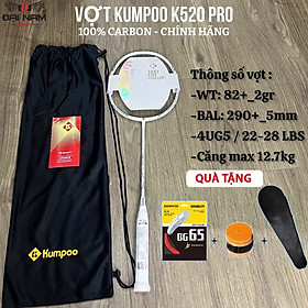 Hình ảnh Vợt Cầu Lông KUMPOO K520 Pro Căng Sẵn 11kg Khung Carbon + Tặng Cuốn Cán Và Bao Đựng Vợt