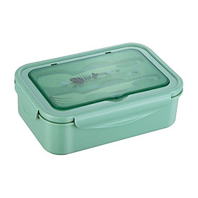 Hộp ăn trưa Bento với bộ bao gồm 3 ngăn lưu trữ lưu trữ hộp đựng bữa ăn Chuẩn bị hộp ăn trưa hộp đựng trong thực phẩm nhựa, màu xanh lá cây