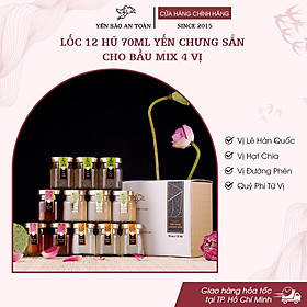 Combo 12 hũ yến chưng sẵn cho bầu mix 4 vị ĐẬM ĐẶC YẾN TƯƠI từ Yến Sào An