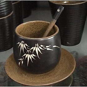 Mua Set cốc đĩa gốm sứ Bát Tràng cao cấp có thìa