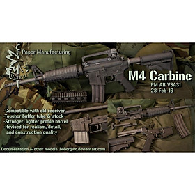 Bộ giấy tạo mô hình M4 carbine tỉ lệ 1:1
