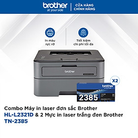 Mua  HÀNG CHÍNH HÃNG  Combo Máy in laser đơn sắc Brother HL-L2321D và 2 Mực in laser trắng đen Brother TN-2385
