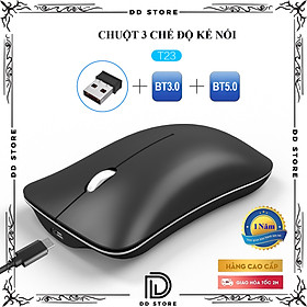 Chuột Bluetooth, Chuột Không Dây KBM 114-T23, Chuột Không Dây Bluetooth T23 nhiều chế độ kết nối - Hàng chính hãng