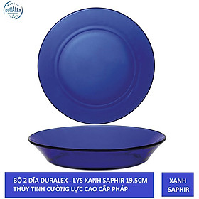 {Hàng chính hãng} Bộ 2 dĩa Duralex - Lys 19.5cm Thủy tinh cường lực cao cấp Pháp