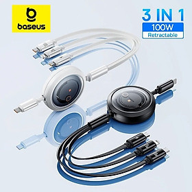 Mua Cáp Sạc Đa Năng Baseus Free2Draw Retractable Crystal Type-C to M+L+C 100W (1.1m  Fast Charging Data Cable) - Hàng chính hãng