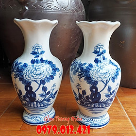 Mua Đôi bình Bát Tràng men lam cao 30cm