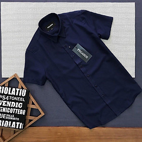 Áo sơ mi nam tay ngắn màu trắng công sở vải cotton lụa trẻ trung niên Nexx&Dee SM07 - XANH ĐEN - XL 75-83kg