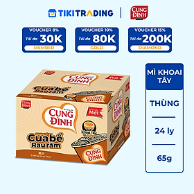 Thùng 24 Ly Mì Khoai Tây Cung Đình Hương Vị Cua Bể Rau Răm (65g/Ly)