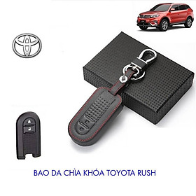 Bao Da Chìa Khóa Dành Cho Xe Toyota Rush (Da Thật) Logo 3D