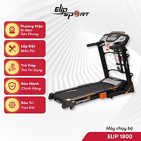 Máy Chạy Bộ ELIP 1800 động cơ 3.0HP, Nâng dốc tự động, Có đai massage, tạ tay, thanh gập bụng