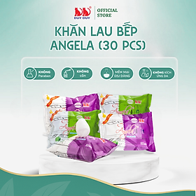 Combo 5 Gói Khăn lau bếp Angela vải bi 30 tờ (24x31cm) hương chanh diệt khuẩn và khử mùi tối đa