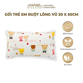 Gối Trẻ Em Ruột Lông Vũ Cao Cấp Khang Home - An Toàn Êm Ái Và Thoáng Mát Cho Bé - Size 30x50cm