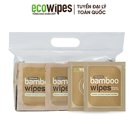 Khăn giấy ướt cao cấp EcoWipes vải sợi tre sinh thái Bamboo không mùi có thể phân hủy trong môi trường