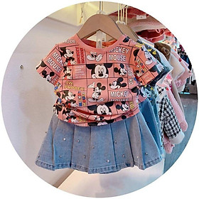 Set chân váy + áo in hình siêu cưng cho bé gái 12-20kg