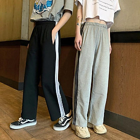 Korean Striped Wide Leg Pants Loose High Waist Women Straight Sport Pants For Women
