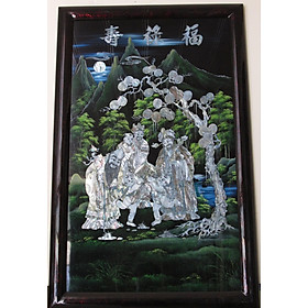 Mua Tranh Sơn Mài Phước Lộc Thọ Cẩn Ốc Đẹp  kích thước 70x110 chữ nhật ngược  thích hợp treo phòng khách hoặc tặng tân gia  đối tác