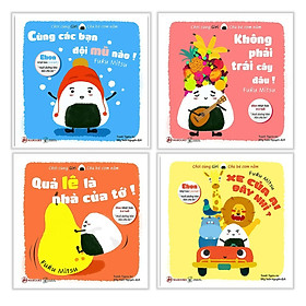 Combo Ehon Nhật Bản CHƠI CÙNG GIRI - CHÚ BÉ CƠM NẮM: Cùng Các Bạn Đội Mũ Nào! + Qủa Lê Là Nhà Của Tớ! + Không Phải Trái Cây Đâu! + Xe Của Ai Đây Nhỉ? (Bộ 4 cuốn Phát triển trí tuệ 0 - 6 tuổi/ Tặng kèm Bookmark Happy Life)