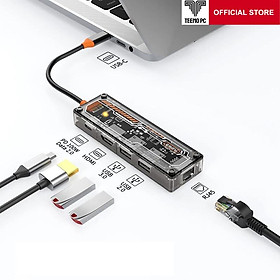 Bộ HUB TEEMO PC Chia 5 Cổng Trong Suốt USB Type C HDMI PD Dùng Cho Laptop Surface Macbook IPad Điện Thoại SW5R Hàng Chính Hãng